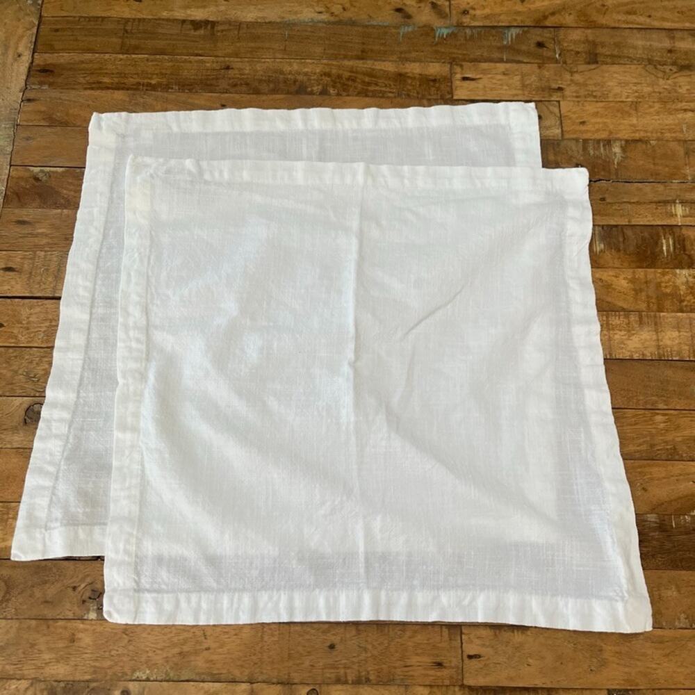 Pottery Barn Cotton Dinner Napkins 20x20 White Contemporary Set of 2